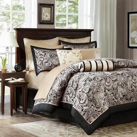 Madison Park Madison Park MP10-335 Madison Park Aubrey 12 Piece Complete Bed Set; Black - Cal King MP10-335
